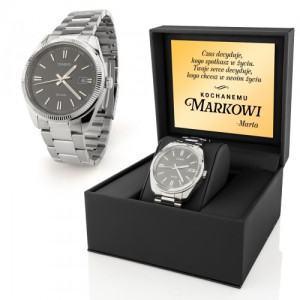 Zegarek męski Casio MTP-1302D-1A1 na stalowej bransolecie z personalizacją
