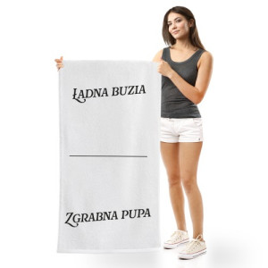 Ręcznik kąpielowy 70 x 140 cm dla dziewczyny z nadrukiem Ładna i zgrabna