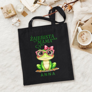 Bawełniana torba na zakupy dla mamy z nadrukiem personalizowanym - Żajebista Mama