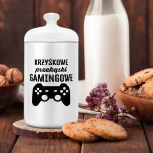 Pojemnik ceramiczny na przekąski dla gracza z nadrukiem – personalizowany pojemnik na ciastka 500 ml