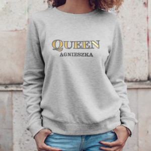 Bluza damska z haftem personalizowanym Queen szary melanż Rozmiar S
