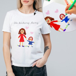 Koszulka damska dla mamy z własnym rysunkiem - personalizowana, bawełniana, rozmiar M