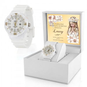 Zegarek komunijny CASIO LRW-200H-7E2 z dedykacją - pamiątka Pierwszej Komunii Świętej Czas wzrastania