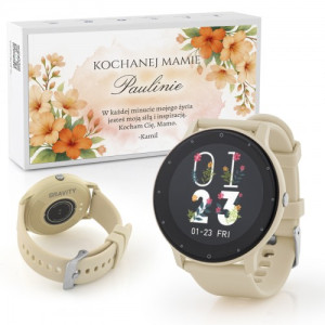 Smartwatch damski dla mamy GRAVITY GT1-6 żółty - monitor zdrowia, powiadomienia, prezent personalizowany