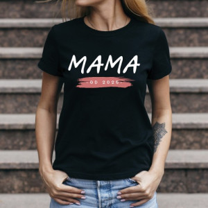 Śmieszna koszulka damska dla mamy z nadrukiem „Nowy etat” 100% bawełna, rozmiar M, czarna