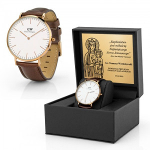 Zegarek męski Daniel Wellington DW00100009 dla księdza w pudełku z dedykacją