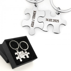 Personalizowane breloki puzzle z grawerem dla par na rocznicę – miłosna układanka