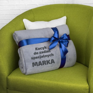 Koc z haftem 160 x 200 cm dla żołnierza - miękki koc personalizowany Misja Kocyk