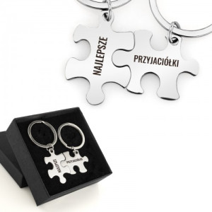 Breloki puzzle z grawerem dla przyjaciółek - personalizowany zestaw 2 breloków Braterska Dusza