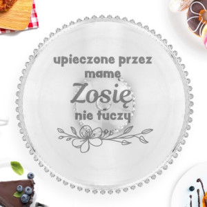 Patera na ciasto z grawerem dla mamy ze szkła 32 cm - Jedz śmiało