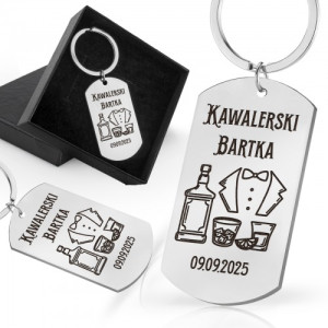 Brelok do kluczy z grawerem na kawalerski Team Groom - nieśmiertelnik personalizowany