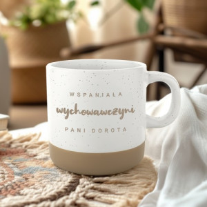 Kubek ceramiczny z grawerem dla wychowawczyni - personalizowany prezent szkolny