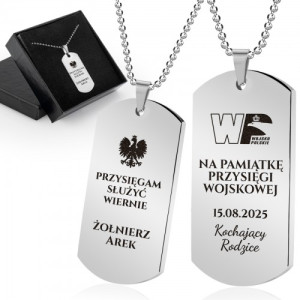 Stalowy nieśmiertelnik z grawerem dla żołnierza – pamiątka przysięgi wojskowej