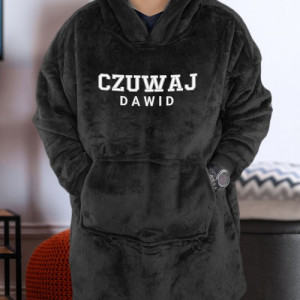 Czarna kocobluza harcerska z kapturem i haftem – ciepła bluza oversize dla harcerza