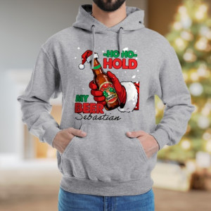 Bluza świąteczna z kapturem Hold My Beer szary melanż rozmiar M
