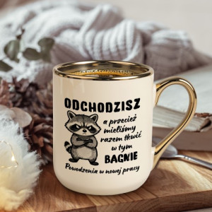 Kubek na pożegnanie z pracy z nadrukiem „Ucieczka z bagna”