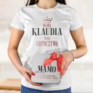 Koszulka damska dla mamy z nadrukiem „Mama odpoczywa” w puszce, rozmiar S