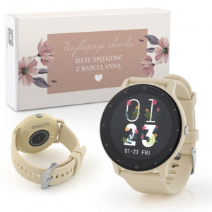 Smartwatch damski dla babci GRAVITY GT1-6 – elegancki zegarek z krokomierzem, ciśnieniomierzem i powiadomieniami