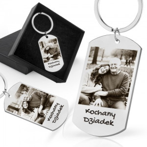 Personalizowany brelok do kluczy ze zdjęciem dla dziadka - grawerowany Klucz Wspomnień