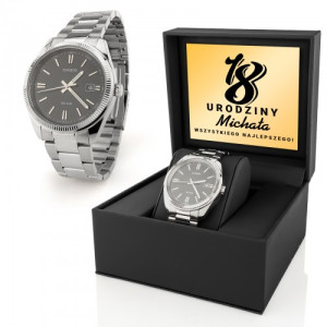 Zegarek męski Casio MTP-1302D-1A1 na 18 urodziny w pudełku z dedykacją