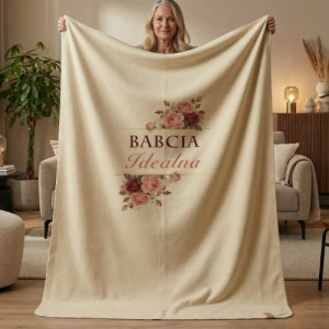 Koc polarowy dla babci 130x170 cm z nadrukiem - idealny prezent