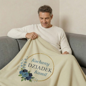 Ciepły koc polarowy 130x170 dla dziadka z nadrukiem personalizowanym – Ukochany