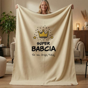 Koc polarowy dla babci 130x170 cm z nadrukiem Superbabcia