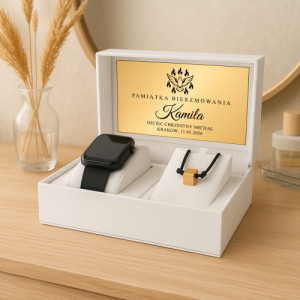 Smartwatch męski z bransoletką z grawerem na bierzmowanie – elegancki zestaw prezentowy