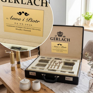 Zestaw sztućców ślubnych Gerlach Antica 68 el. w walizce z grawerem - Ptaszki