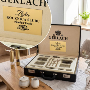 Sztućce Gerlach Antica 68 el. z dedykacją na 50. rocznicę ślubu w walizce