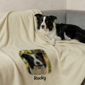 Koc polarowy ze zdjęciem psa 130x170 cm - personalizowany prezent dla miłośnika psa