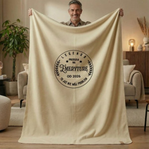 Koc polarowy dla emeryta 130x170 z nadrukiem personalizowanym - Legenda