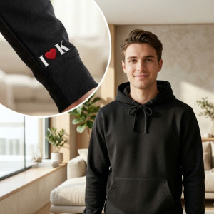 Czarna bluza męska z kapturem i haftem inicjałów XXL – personalizowany prezent dla ukochanego