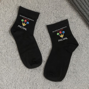 Skarpetki męskie dla fana darta czarne z zabawnym nadrukiem personalizowanym