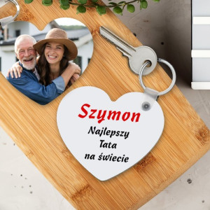 Brelok do kluczy Serce ze zdjęciem i własnym nadrukiem dwustronnym