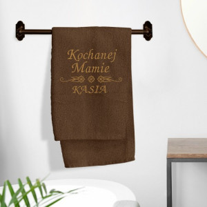 Ręcznik kąpielowy dla mamy 70x140 cm brązowy z haftem – Czas dla siebie