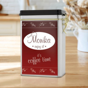 Personalizowana puszka na kawę dla niej – szczelna metalowa puszka Coffee Time