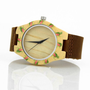 Zegarek damski z drewna bambusowego z grawerem dedykacji - elegancki prezent personalizowany