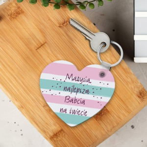 Personalizowany brelok do kluczy dla babci z nadrukiem serce