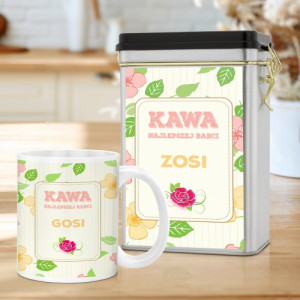 Personalizowany zestaw dla babci – puszka na kawę i kubek
