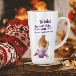 Kubek latte z nadrukiem i personalizacją na prezent dla siostry – Padłaś? Poleż!