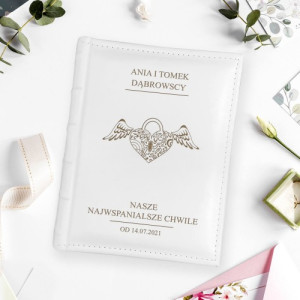 Personalizowany album na zdjęcia ślubne z grawerem - Kłódka Miłości