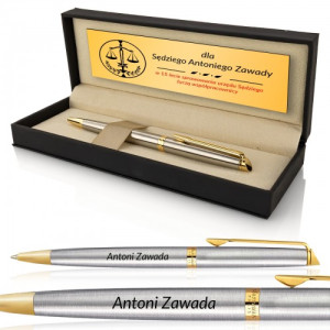 Długopis Waterman Hemisphere stalowy GT z grawerem personalizowanym - Sprawiedliwość