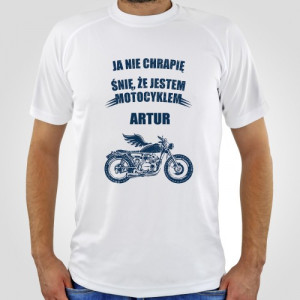 Koszulka męska dla motocyklisty z nadrukiem „Ja nie chrapię” - personalizowana, rozmiar L