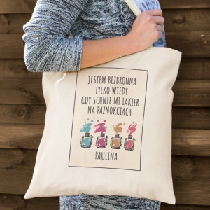 Bawełniana torba z nadrukiem Lakier na Paznokciach - personalizowana torba ekologiczna