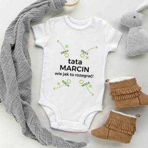 Body niemowlęce z personalizowanym nadrukiem dedykacji Rozgrywka 100% bawełna r. 68