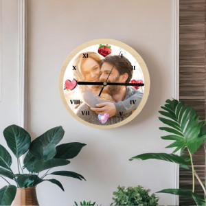 Personalizowany zegar ścienny ze zdjęciem na prezent - Magia Serc