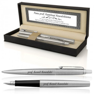 Parker Jotter zestaw pióro i długopis z grawerem w etui dla promotora