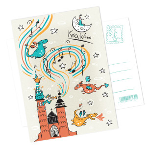 Pocztówka Kraków Hejnał Smoki