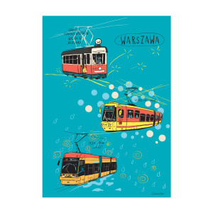 Plakat A4 Warszawa Tramwaje